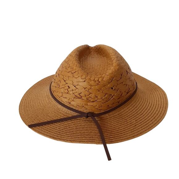 The Hatter Co Raffia Brim Hat Straw Woven Beach Summer Brimmed Golf Hat Resort - Picture 5 of 11